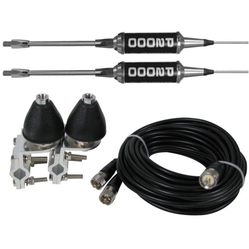 Dual Sirio Performer 2000 3/8 Trucker Antenna, COAX, BRACKETS